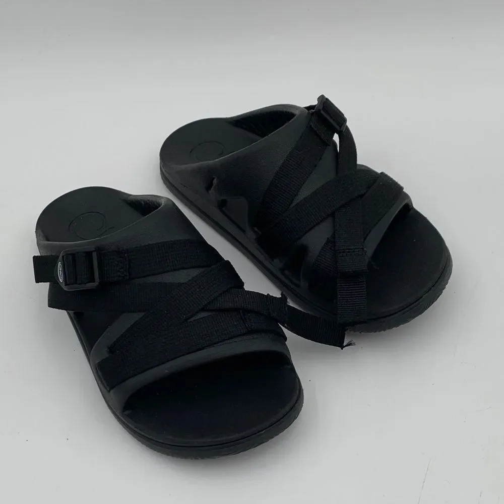 Kids Chaco Black Slide Sandals | Youth 3 | Damaged Strap | Play Shoes